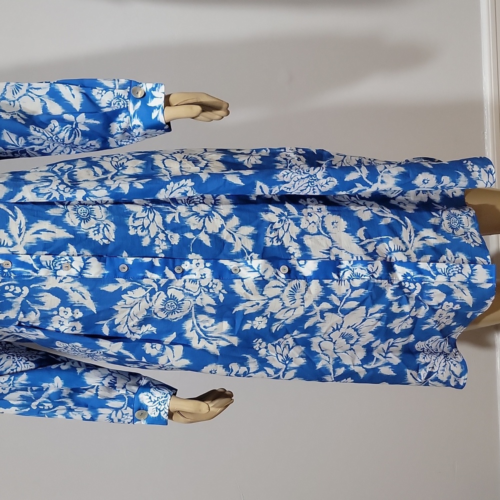Zara floral Blue print shirt dress Size M NEW - Picture 5 of 11